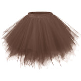 1 x Brand New Girstunm Carnival Costume Women s Tutu Tulle Skirt 50s Vintage Tulle Skirt Petticoat Multicoloured Bubble Dance Dress Skirt Underskirt Tutu Short Ballet Chocolate X-Large - RRP €26.99