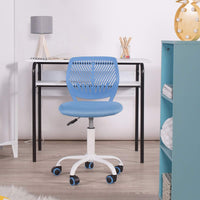 1 x RAW Customer Returns Adjustable Office Chair, Study Chair, Computer Chair, Fabric Seat, Swivel Office Chair Without Armrests, Blue - RRP €45.99