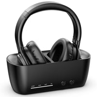 1 x RAW Customer Returns iDiskk Wireless Headphones for TV, Bluetooth 5.2 Tramsitter Charging Station, 35 Hours Audio Playback Time, No Lip Sync Delay, Digital Opt, RCA, AUX, Plug Play, Black - RRP €89.0