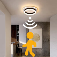 1 x RAW Customer Returns LED Ceiling Light with Motion Sensor Indoor Hallway, 24W Warm White 3000K Ceiling Lamp, Modern Sensor Lamp 20cm Black, Suitable for Garages, Bathrooms, Basements, Carports, Staircases, Balconies 20cm Round  - RRP €35.28