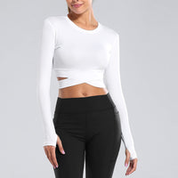 1 x RAW Customer Returns MUYOGRT T-Shirt Women s Sports Shirt Long Sleeve Crop Top Sexy Sports Top Crop Summer Running Shirt Breathable Sports Top Lightweight Yoga Fitness Shirts Quick Dry Functional Shirt - RRP €19.14