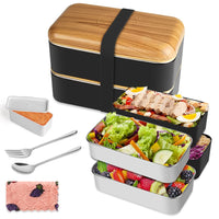 1 x RAW Customer Returns HOLIPOT Japanese Style Bento Box 2 Tier Lunch Box with 2pcs Eco-Friendly PP Container and Stainless Steel Container, Lunch Box with Compartments for Kids and Adults, Snack Packaging - RRP €26.99