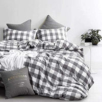 1 x RAW Customer Returns Vivilineneu Bed Linen Set 3-Piece Checked Bed Linen Soft - Duvet Cover 200 x 200 cm 2 Pillowcases 50 x 75 cm - Duvet Covers with Zip Grey, 220 x 240 cm  - RRP €31.32