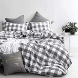 1 x RAW Customer Returns Vivilineneu Bed Linen Set 3-Piece Checked Bed Linen Soft - Duvet Cover 200 x 200 cm 2 Pillowcases 50 x 75 cm - Duvet Covers with Zip Grey, 220 x 240 cm  - RRP €31.32