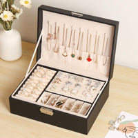 1 x RAW Customer Returns Aucuu Jewelry Box Women, Jewelry Box Large, 2 Levels Jewelry Box, Lockable Jewelry Storage with Key, Jewelry Organizer, Jewelry Box Jewelry Box for Rings Necklace Earrings - RRP €15.94