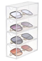 1 x RAW Customer Returns HOJKMA Glasses Storage Box, Acrylic Clarity Sunglasses Eyeglasses Organizer Thickened Eyeglass Box Jewelry Box Eyeglass Stand with 4 Drawers for Watches Chains, Eyeglasses, Cosmetics, Reading Glasses - RRP €19.15