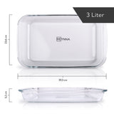 1 x RAW Customer Returns HEYNNA casserole dish glass 3 liters casserole dish made of heat-resistant borosilicate glass oven dish as lasagne casserole dish, baking dish, tiramisu dish and small roasting pan, microwave safe dishwasher safe - RRP €22.18