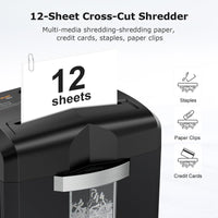 1 x RAW Customer Returns Bonsaii Office Paper Shredder, 12 Sheet Cross-Cut Paper Shredder, P-4 Security Level, 16L Bin, Paper Shredder with Wheels C266-A  - RRP €79.33