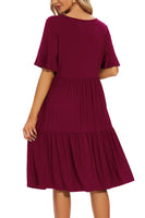 1 x RAW Customer Returns Smallshow Women s Nursing Dress Short Sleeve Ruffle Maternity Dress Maternity Wear,Maroon,M - RRP €30.24