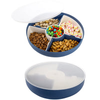 1 x RAW Customer Returns ZENFUN 2 Pack Plastic Candy and Nut Serving Containers with Lids, 29 cm Divided 5 Compartments Snack Bowls Serving Tray Appetizer Tray for Food Storage - RRP €29.99