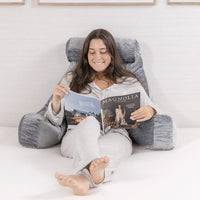 1 x RAW Customer Returns Milliard Reading Pillow Lumbar Support with 3-Piece Memory Foam, Perfect for Resting While Reading Pillow 24 x 16  - RRP €84.99