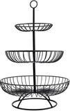 1 x RAW Customer Returns Bekith 3 Tier Fruit Stand Fruit Basket Metal Wire Fruit Bowl Decorative Vegetable Basket, Height 48cm, Storage Baskets 16 24 30cm Black  - RRP €23.18