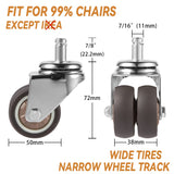 1 x RAW Customer Returns WBD WEIBIDA Dual Office Chair Casters Rubber 11mm 22mm, Super Quiet and Soft Casters for Office Chairs, Hard Floors, Parquet, Carpet and Tiles, Rubber Casters Office Chair Maximum Load Capacity 340KG, Set of 5 - RRP €29.99