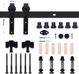 1 x RAW Customer Returns CCJH 243cm 8FT sliding door set rail guide rails with floor guide wooden sliding door fitting, retrofit - RRP €75.25