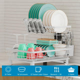 1 x RAW Customer Returns Marctani Dish Drainer Large CAPACITY - Dish Drainer Stainless Steel - Dish Drainer with 360 ROTATING DRAIN PIPE - Dish Drainer, Dish Rack with Drip Tray 2E White  - RRP €35.4