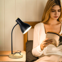 3 x RAW Customer Returns LALISU Table Lamp Basic LED Reading Lamp in Classic Wood Design, Desk Lamp Eye Protection Daylight Lamp, Adjustable Arm Black  - RRP €89.97