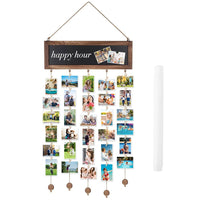 1 x RAW Customer Returns Mineup photo wall with clips, 38 x 90 cm macrame wall hanging photo hanging, collage wall photo wall with 30 wooden clips and magnets for hanging photos and decorations - RRP €19.91