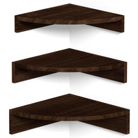 2 x Brand New Alsonerbay corner shelf kitchen wall shelf wood brown, floating shelf set of 3 corner shelves wall small wall shelves rustic style for bedroom, living room, kitchen, corner, children s room - RRP €65.98