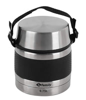 1 x RAW Customer Returns family Stainless Steel Food Thermos, Insulated Container for Solids and Liquids with Inner Containers for Soups, Sauces or Salads Black, 0.75L  - RRP €22.99