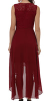 1 x RAW Customer Returns Laorchid women s formal dress evening dress sleeveless ladies elegant cocktail dress summer dress lace dress chiffon dress bridesmaid dresses knee-length a line wedding burgundy red M - RRP €57.47