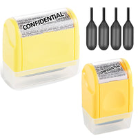 1 x Brand New ANBOO 2Pcs Confidential Roller Stamps, Yellow Confidential Rolling Stamps Kit Medium and Large with 4 Ink Refills, for Private Information Materials - RRP €19.2