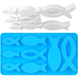 1 x Brand New Atsmoce 2 pieces silicone fish mold, fish molds silicone for communion decoration, fish silicone mold for soap, 8 grid fish silicone molds, decoration for communion communions baptisms blue 2  - RRP €20.4