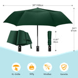 1 x RAW Customer Returns Folding Umbrella, TechRise Portable Automatic Windproof Compact Durable Lightweight Umbrella with 8 Teflon Reinforced Ribs, Universal Stroller Umbrella for Men and Women - RRP €16.92