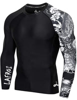 1 x RAW Customer Returns LAFROI Men s Long Sleeve UPF 50 Compression Shirt Rash Guard-CLYYB Asymmetric Dragon,MD  - RRP €24.99