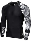 1 x RAW Customer Returns LAFROI Men s Rash Guard Long Sleeve UPF 50 Compression Shirt CLYYB Asym Dragon,S - RRP €24.99