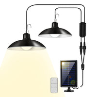 1 x RAW Customer Returns 2 Outdoor Solar Pendant Lamps with Solar Panel. IP44 waterproof 30LED lights with remote control and 3 m cable. Warm 3500K lighting for Garden, Terrace, Patio, Garage. - RRP €34.85