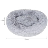 2 x Brand New IAROS Dog Cat Bed, Pet Bed, Machine Washable, Soft and Fluffy Plush Mat, Non-Slip, 60 cm Diameter, Grey, Size M - RRP €67.64