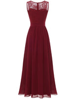 1 x RAW Customer Returns Dressystar 0046 Evening Dress Basic Chiffon Lace Sleeveless Bridesmaid Dresses Floor-Length Dark Red M - RRP €56.62