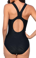 1 x RAW Customer Returns Attraco Women s Sports One Piece Swimsuits Racerback Sports Swimwear Tummy Control Sports Swimsuits for Women Surfing Swimsuit Black L - RRP €33.26