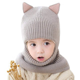 1 x RAW Customer Returns Ugitopi Baby Boys Girls Winter Fleece Lining Hat Toddler Knitted Hood Scarf Beanies Ear, Grey  - RRP €27.6