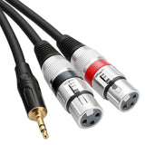 1 x RAW Customer Returns TISINO Dual XLR Female to 3.5mm Stereo Microphone Cable, Unbalanced Double XLR to 3.5mm Aux Mini Jack Y-Splitter Breakout Cable - 3m - RRP €16.48