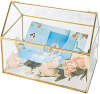 1 x RAW Customer Returns Homtone 25 cm glass wedding card box, handmade golden terrarium glass box for weddings, receptions, table decorations, gifts - RRP €33.23