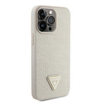 1 x RAW Customer Returns Guess Cover Compatible with iPhone 15 Pro Max Back Cover case - Triangle - Taupe  - RRP €35.21