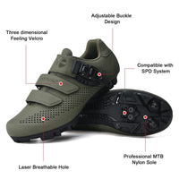 1 x RAW Customer Returns Men Women MTB Shoes, Mountain Bike Shoes Compatible with SPD Pedals 2 Bolts with Cleats, Cycling Shoes Men Women Outdoor Green 42 EU - RRP €63.52