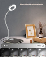 1 x RAW Customer Returns EYOCEAN LED reading lamp, gooseneck bed lamp, eye care desk lamp, 3 modes 10 dimming levels, clamp light for office home use, CE adapter included, 7W, white - RRP €20.16