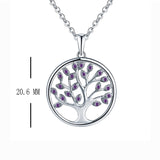 1 x Brand New JO WISDOM Necklace Tree of Life Silver 925 Tree of Life Yggdrasil Pendant Chain with 3A Zirconia February Birthstone Amethyst Color, Women s Jewelry, Jewelry for Women - RRP €50.28