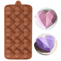 1 x RAW Customer Returns DUBENS Diamond Heart Silicone Mold for Valentine s Day, 15 Cavities Heart Shaped Chocolate Mold Non-Stick Mold Tray for Ice Cubes, Mousse Dessert, Sweets, Hot Chocolate - RRP €8.64