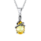 1 x Brand New Women s Snake Necklace Sterling Silver, Water Drop Pendant November Birthstone Simulated Yellow Topaz - RRP €40.68