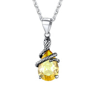 1 x Brand New SILVERCUTE Sterling Silver Women s Snake Necklace, Simulated Yellow Topaz November Birthstone Water Drop Pendant - RRP €40.68