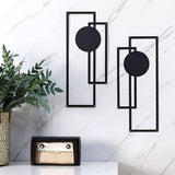 1 x Brand New Pack of 2 metal wall decoration, black geometric wall decoration, decorative wall sculpture, minimalist wall decoration, metal vertical abstract wall art for home, living room, bedroom - RRP €24.99