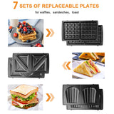 1 x RAW Customer Returns Sandwich maker 7 in 1, contact grill, waffle iron, sandwich toaster, panini grill, non-stick coating, double-sided baking at constant temperature, 750W - RRP €60.99