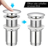 1 x RAW Customer Returns KES sink drain fitting without overflow, sink plug, drain valve, pop-up valve, drain plug with SUS304 stainless steel sieve bowl, drain plug, chrome-plated, S2019D-CH - RRP €22.18