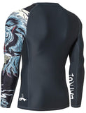 1 x RAW Customer Returns LAFROI Men s Rash Guard Long Sleeve UPF 50 Compression Shirt CLYYB Asym Werewolf 3XL - RRP €24.99