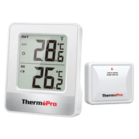 1 x RAW Customer Returns ThermoPro TP200 wireless indoor thermometer for 2 rooms room thermometer with outdoor sensor temperature measuring device thermometer for indoor rooms outdoor thermometer for garden, animal stable, greenhouse - RRP €21.99