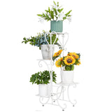 1 x RAW Customer Returns UNHO Iron Flower Display Stand White Vertical Metal Planter Stand for Orchid Plants Indoor Outdoor Shelving for 4 Shelves Plant Holder Shelf Wrought Iron Pots - RRP €51.13