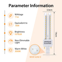 1 x RAW Customer Returns LED Warm White 11W PLC G24 Bulb Mains Bulb Lamp 3000K 880 Lumen Beam Angle 360 Degree 2U Light Bulbs 5 Pieces Energy Saving - RRP €23.18